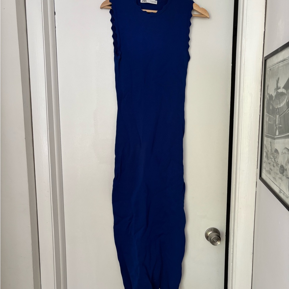 Zara Royal Blue Knit midi dress size medium